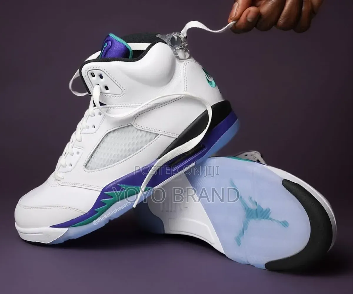 Air Jordan 5 Retro OG "Grape" White/Blue Fashion Boots