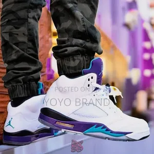 Air Jordan 5 Retro OG "Grape" White/Blue Fashion Boots