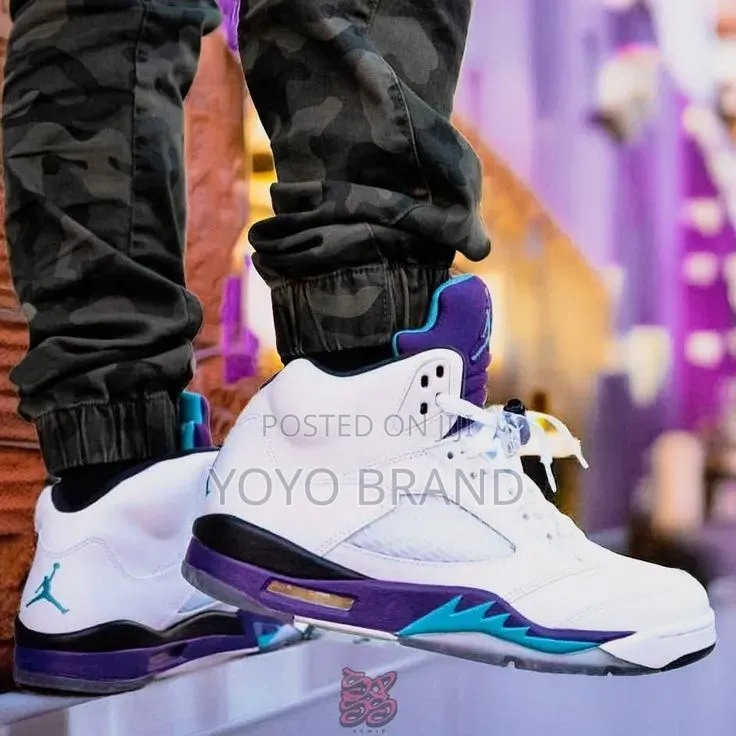 Air Jordan 5 Retro OG "Grape" White/Blue Fashion Boots