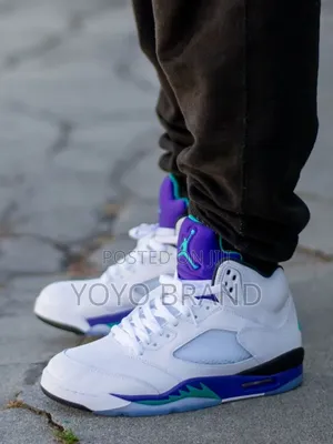 Air Jordan 5 Retro OG "Grape" White/Blue Fashion Boots