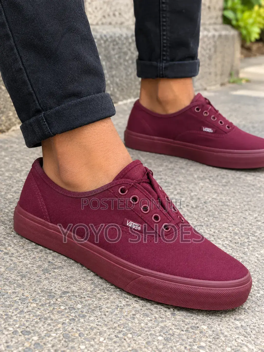 Vans Canvas Low-Top Burgundy Unisex Fashion Shoes