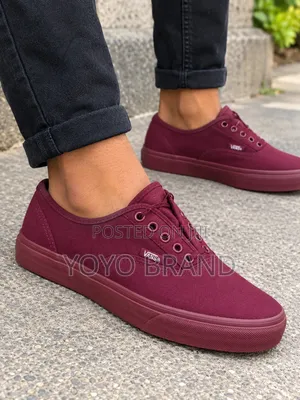 Vans Canvas Low-Top Burgundy Unisex Fashion Shoes