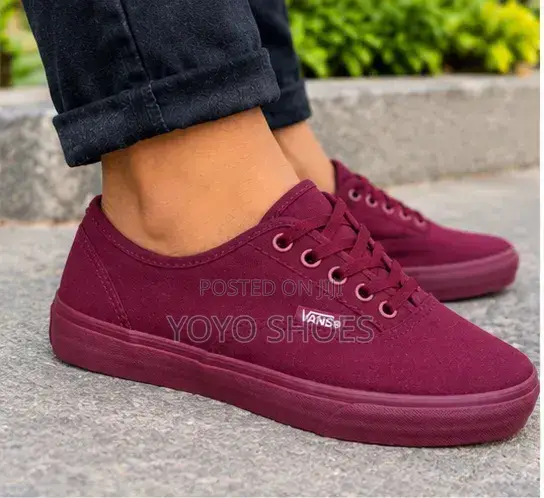 Vans Canvas Low-Top Burgundy Unisex Fashion Shoes