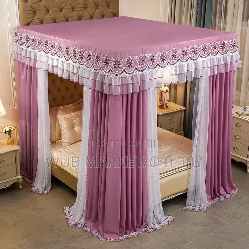 Luxury 4-Sided Double Canopy Mosquito Net ባለ 2 ተደራቢ ዘመናዊ ዛንዚራ