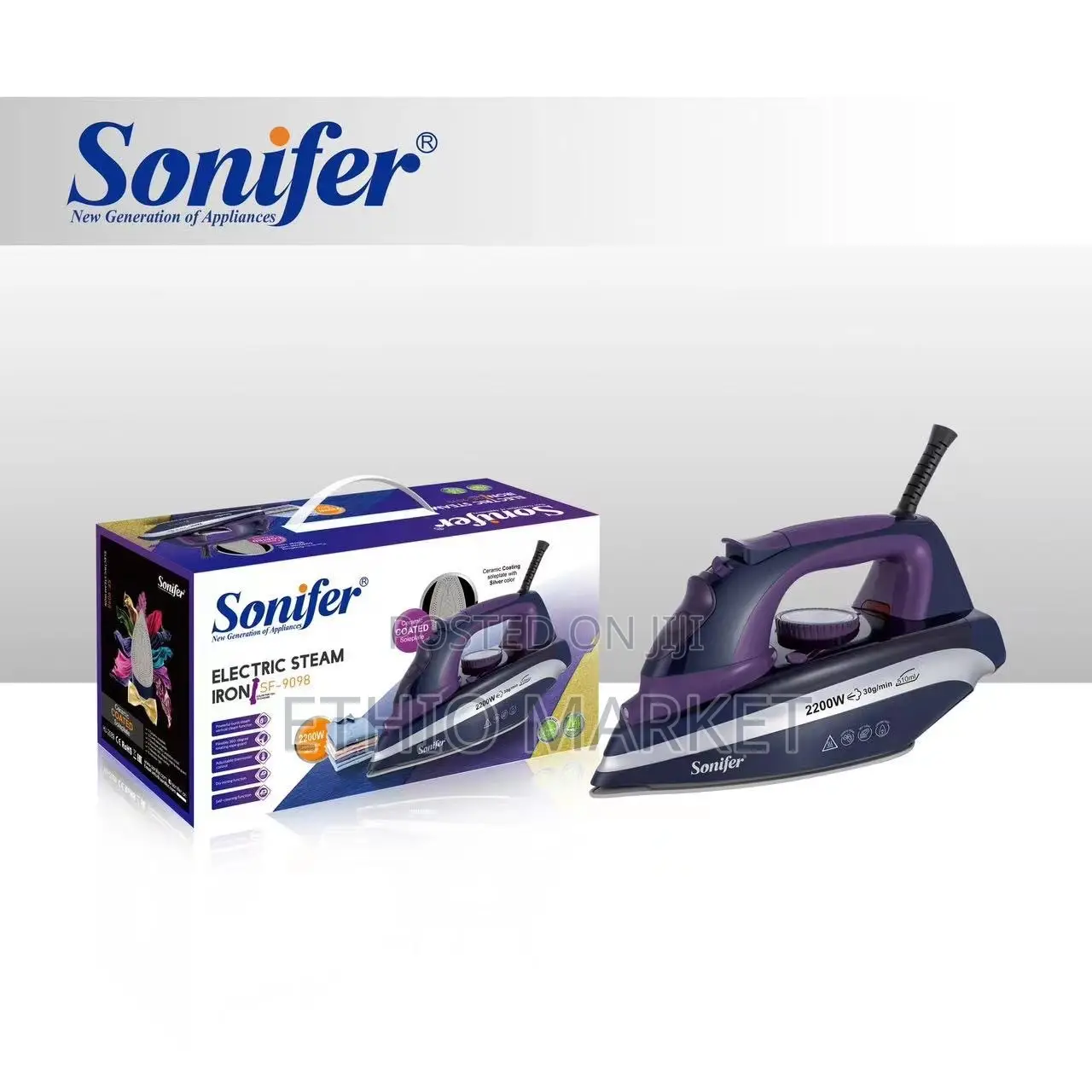 Sonifer Electric Steam Iron (Sonifer ኤሌክትሪክ የእንፋሎት ልብስ መተኮሻ)