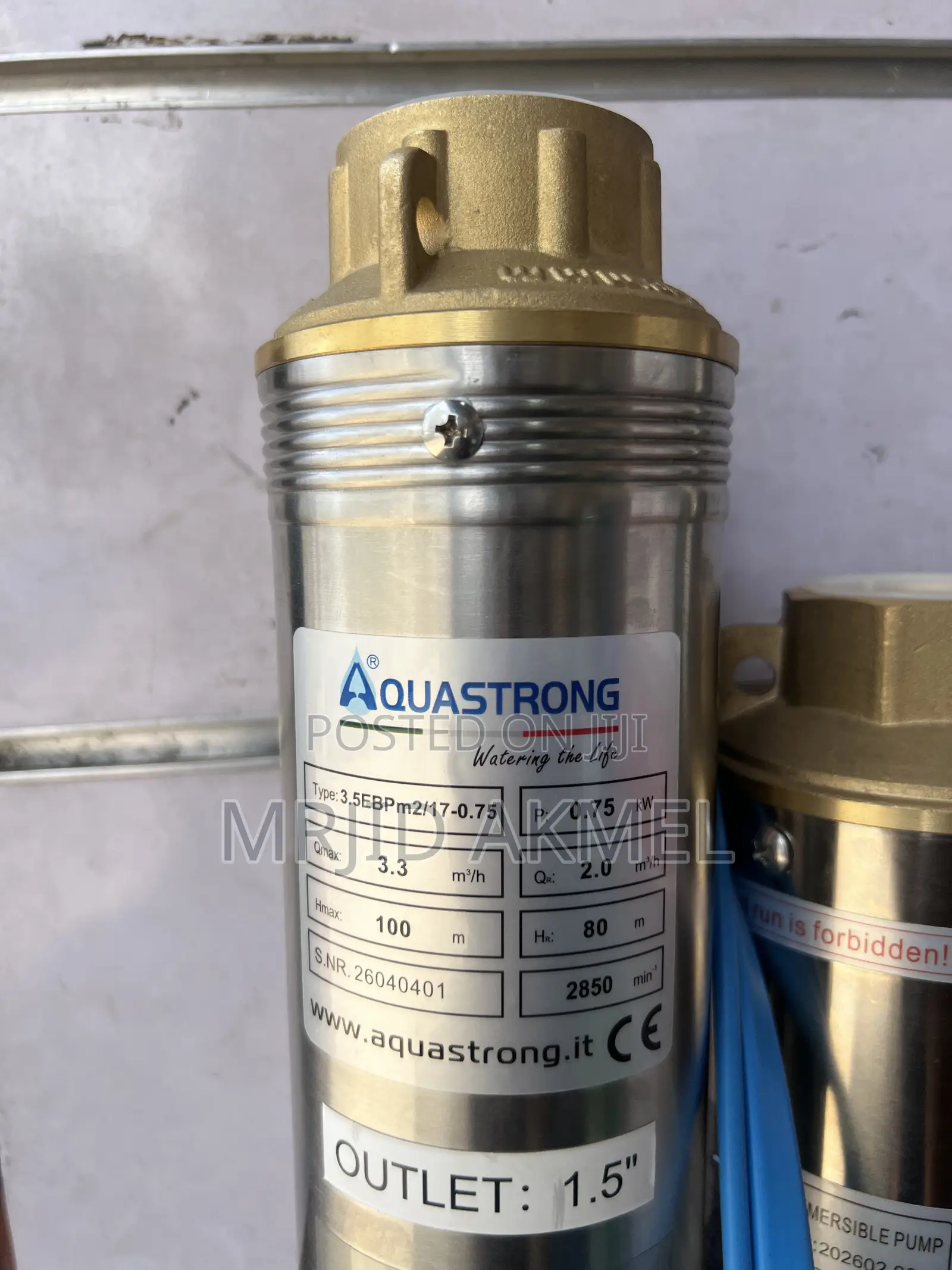 AQuastrong 1hp Deep 0.75kw Submersibel Pump