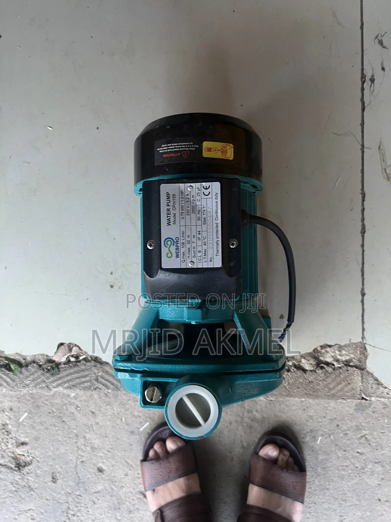 Webpro 1hp Water Pump Hmax 32 106 L/Min