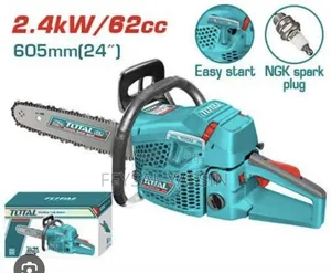 TOTAL 62cc Gasoline Chainsaw - 2.4kW (3.2HP), 24" Bar