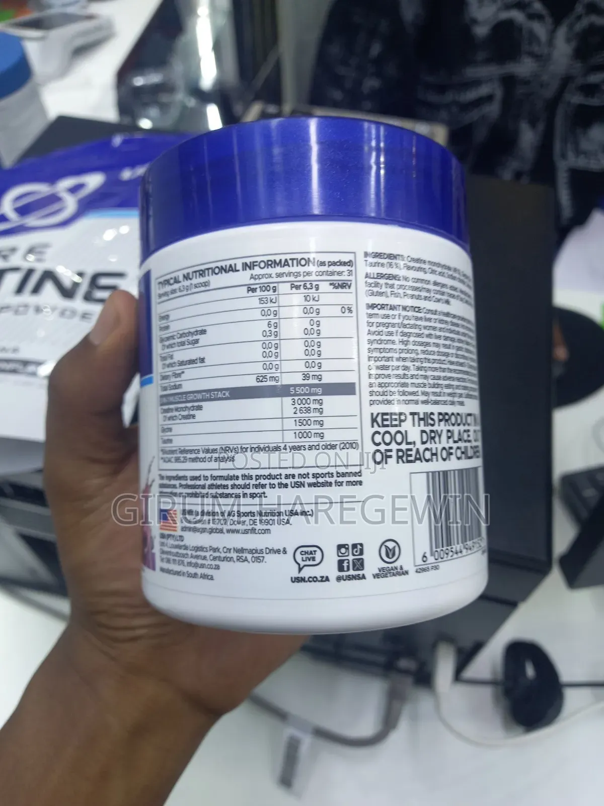 USN 3-in-1 Creatine Monohydrate + Aminos (Grape Flavour, 200g)