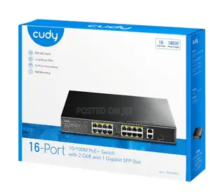 Cudy 16-Port Fast Ethernet PoE+ Switch With Gigabit Uplink SFP