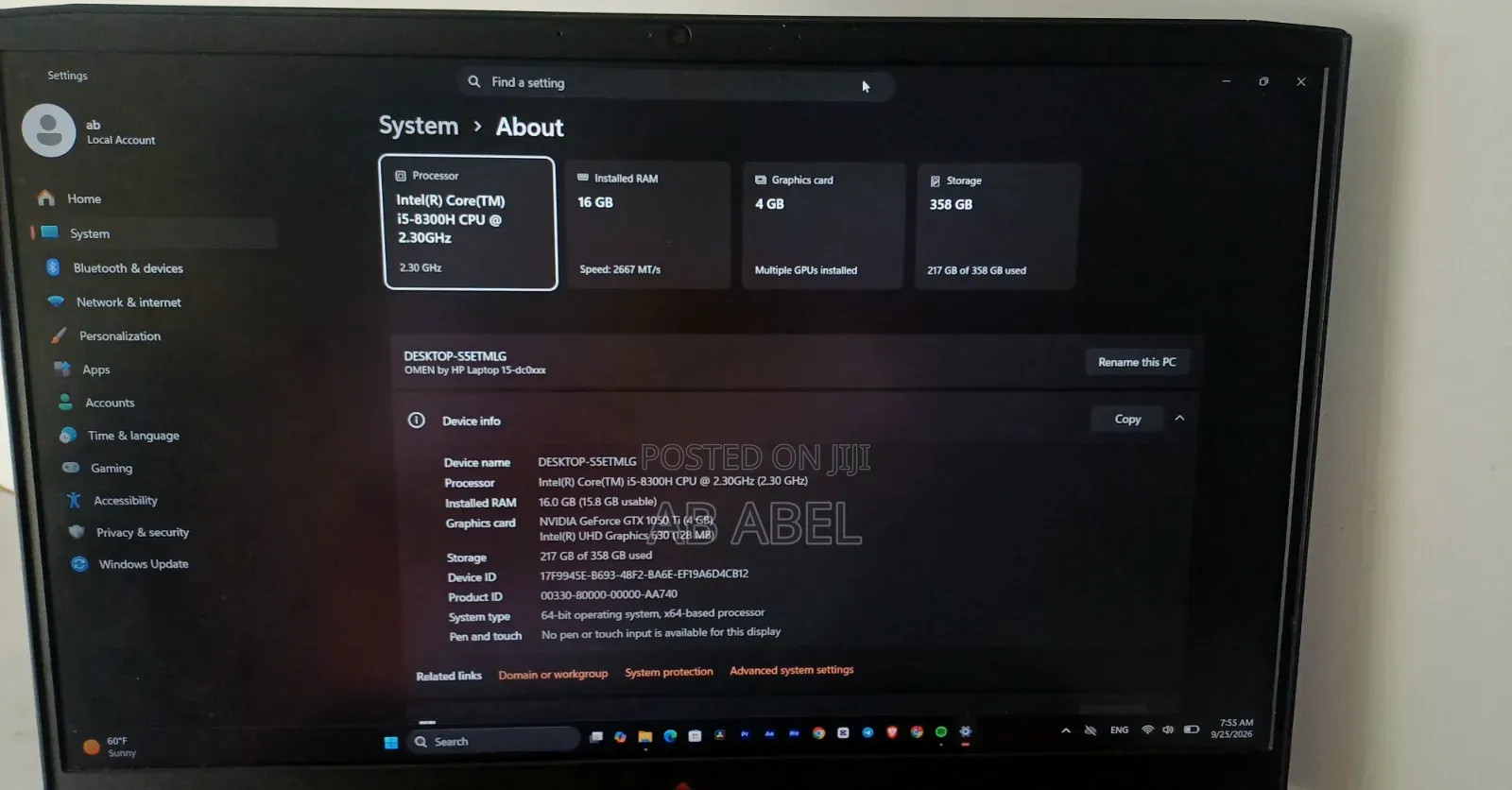 Laptop HP Omen 15 16GB Intel Core i5 HDD+SSD 512GB