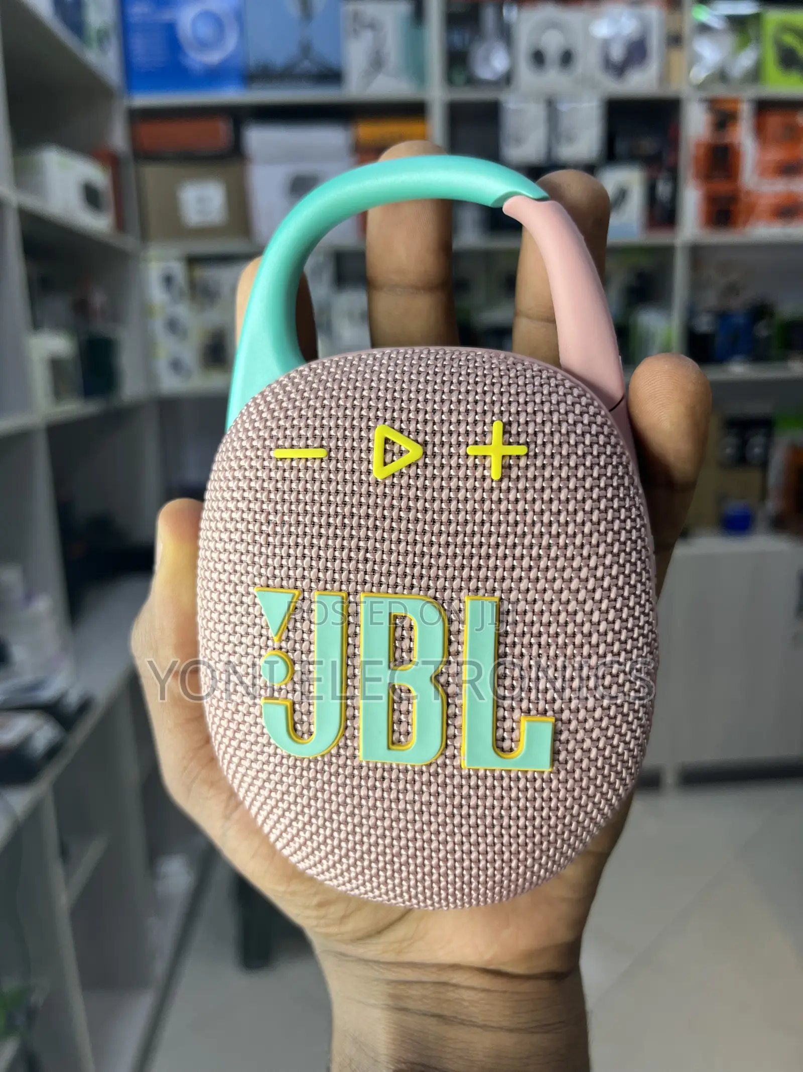JBL Clip 5 Portable Waterproof Bluetooth Speaker – Pink/Teal