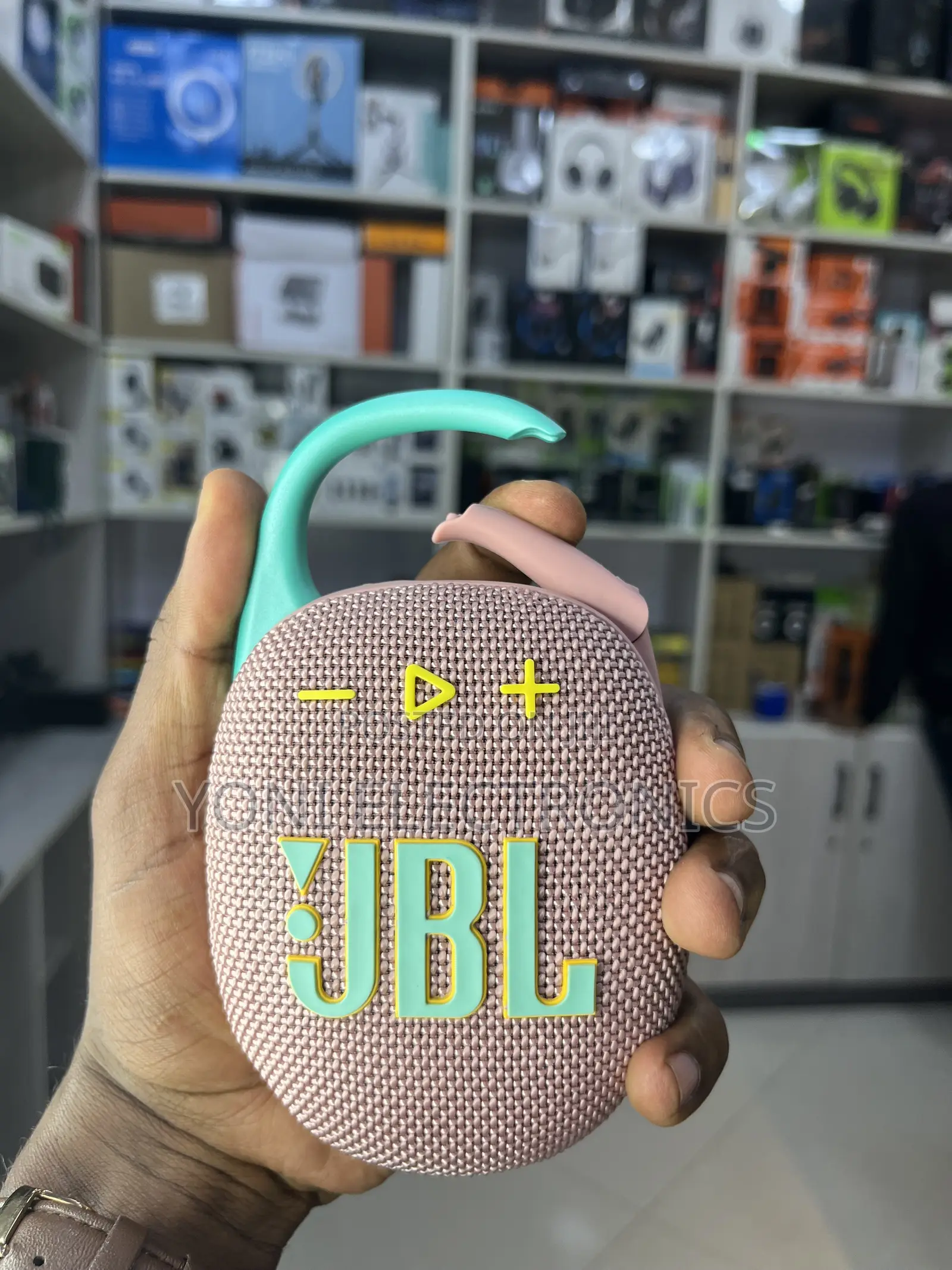 JBL Clip 5 Portable Waterproof Bluetooth Speaker – Pink/Teal