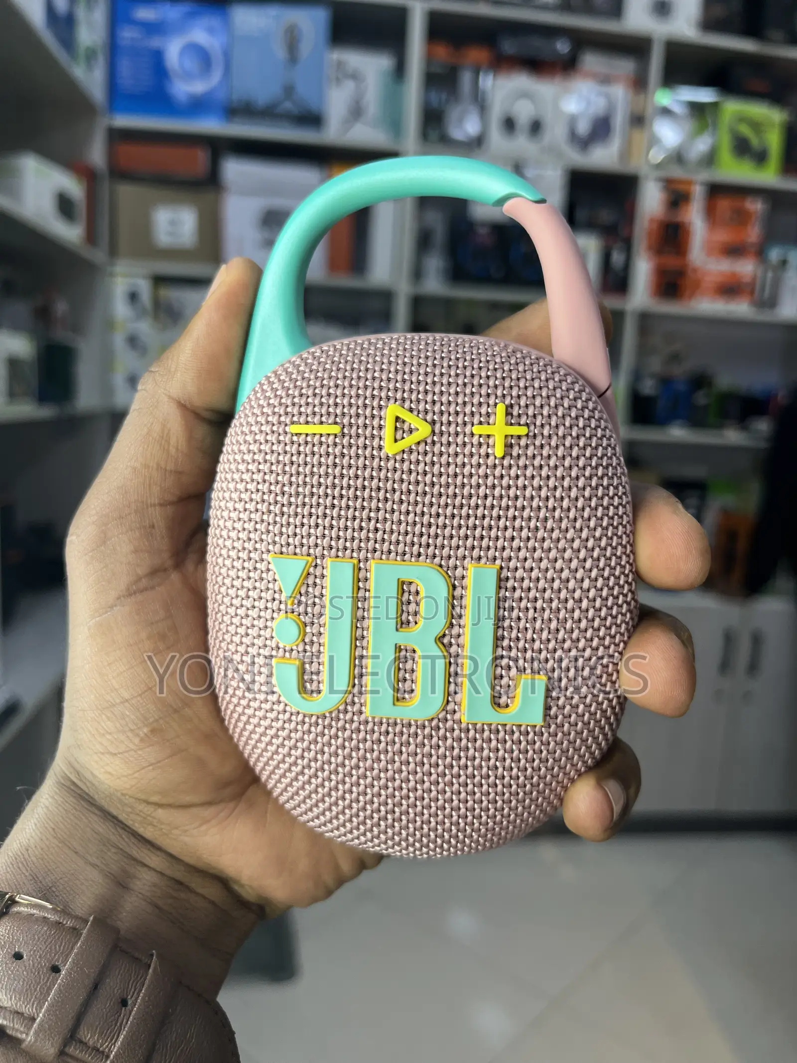 JBL Clip 5 Portable Waterproof Bluetooth Speaker – Pink/Teal