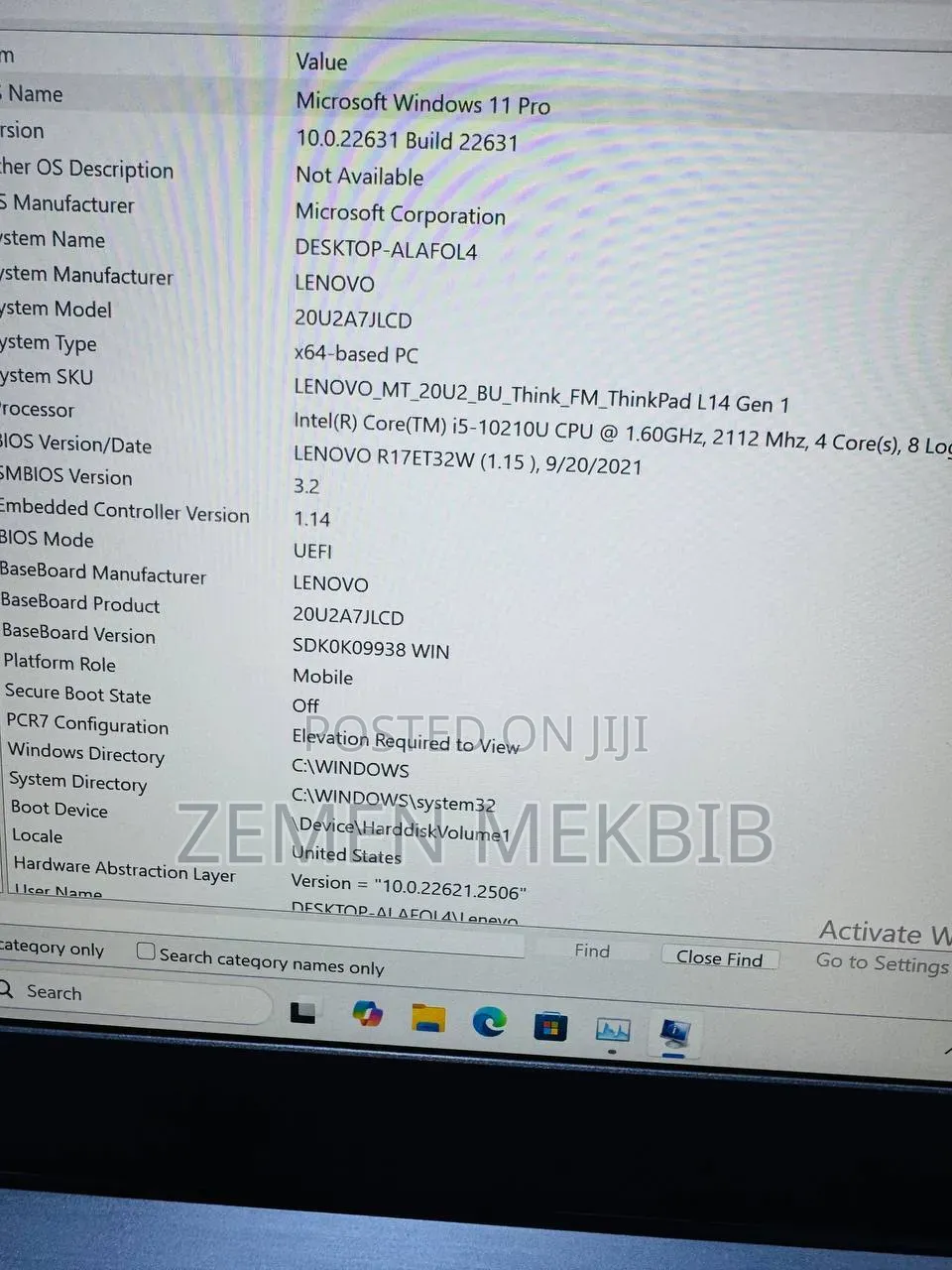 New Laptop Lenovo L14 G1 8GB Intel Core i5 SSD 256GB