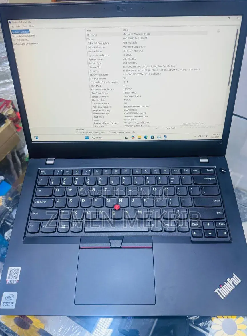 New Laptop Lenovo L14 G1 8GB Intel Core i5 SSD 256GB
