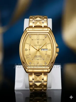 Gold-Toned Poedagar 958 Men's Quartz Wristwatch With a Day-Date Displ
