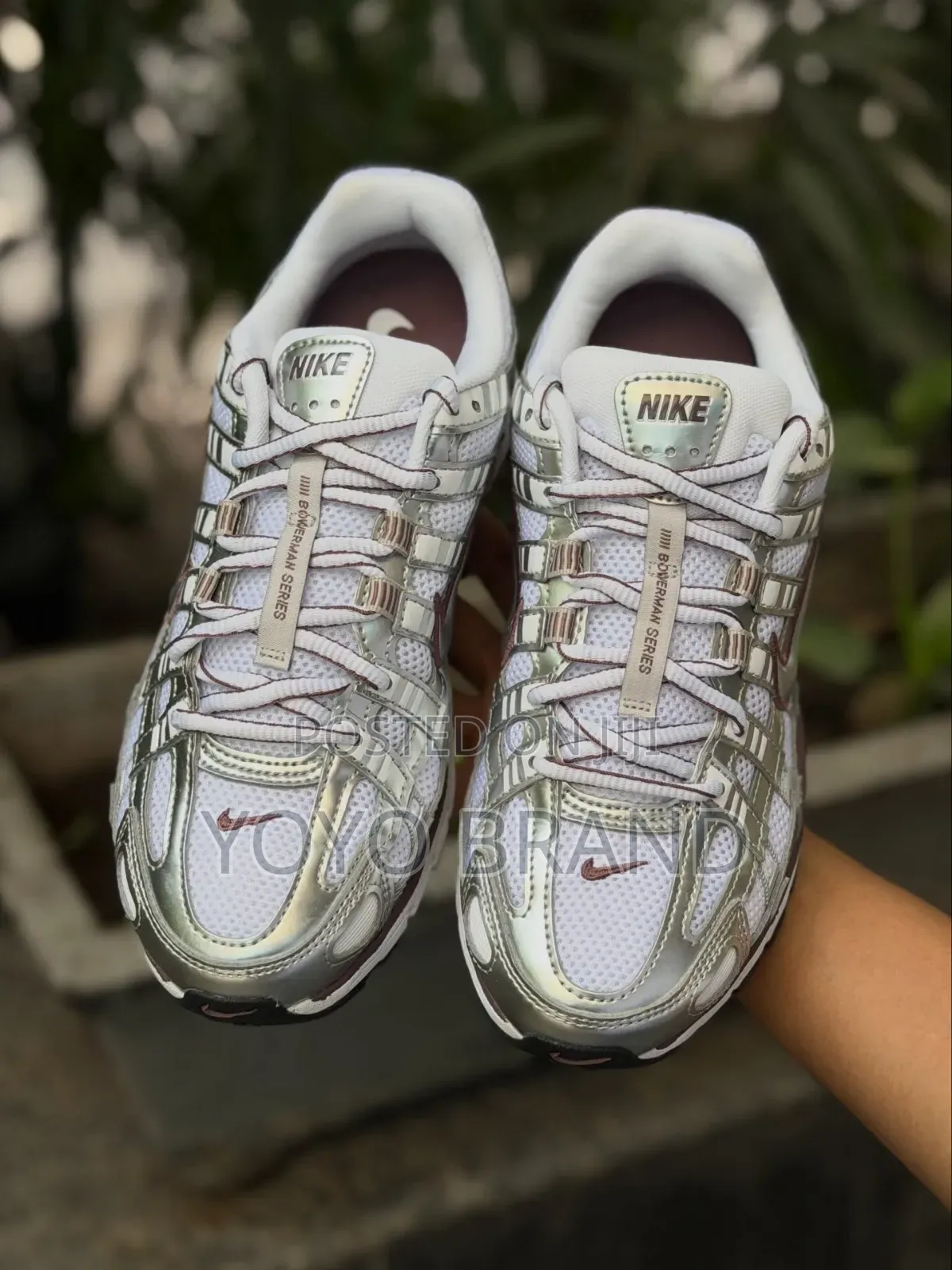 Nike P-6000 Metallic Silver / White Unisex Fashion Sneaker