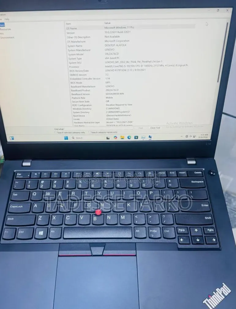 New Laptop Lenovo ThinkPad L14 8GB Intel Core i5 SSD 256GB