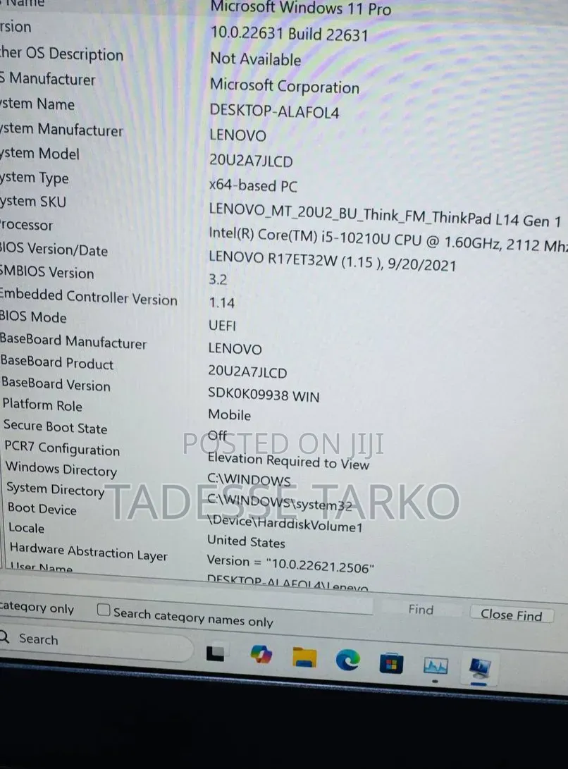 New Laptop Lenovo ThinkPad L14 8GB Intel Core i5 SSD 256GB