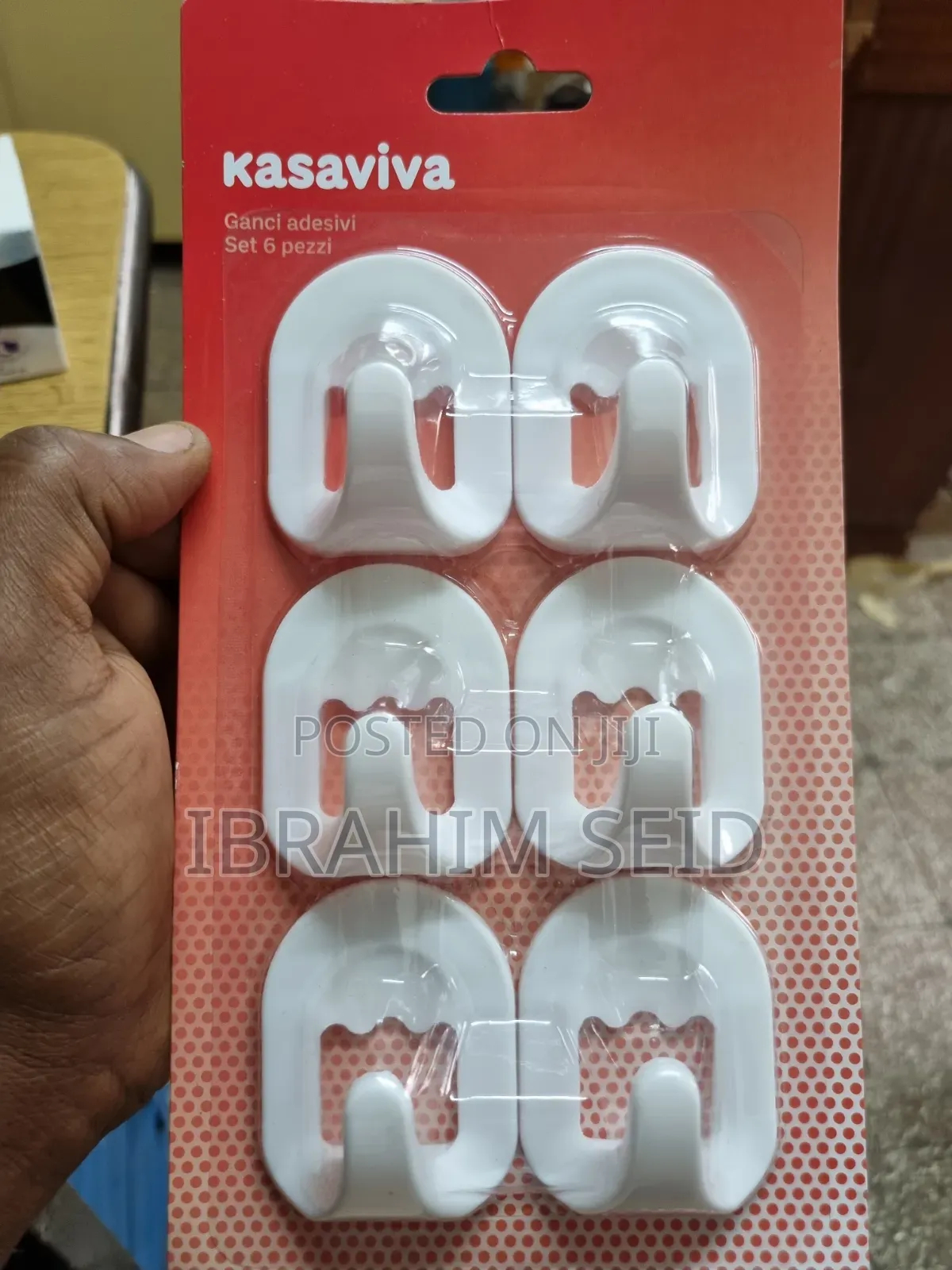 Kasaviva ባለ 6 ፍሬ ተጣባቂ ማንጠልጠያዎች (Self-Adhesive Hooks)