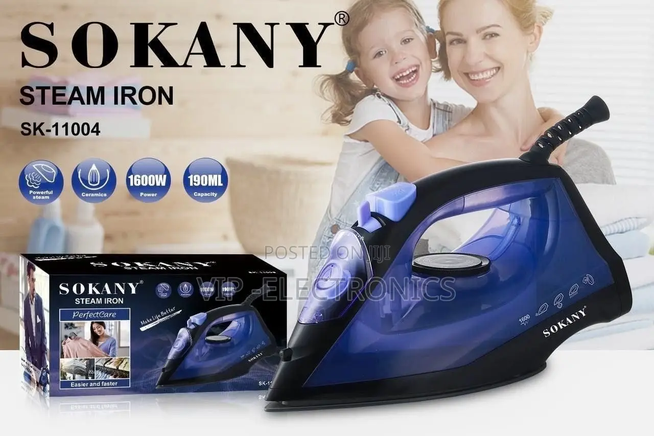 Sokany Steam Iron 1600w- Professional Ceramic Soleplate Iron