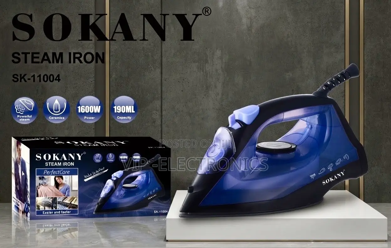 Sokany Steam Iron 1600w- Professional Ceramic Soleplate Iron