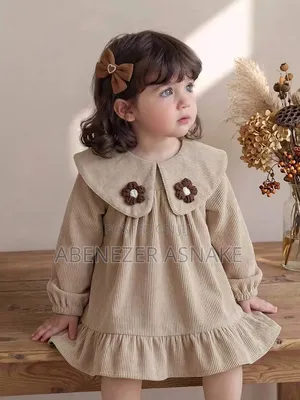 Corduroy Floral Detail Girls Dress