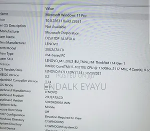 New Laptop Lenovo L14 G1 8GB Intel Core i5 SSD 256GB