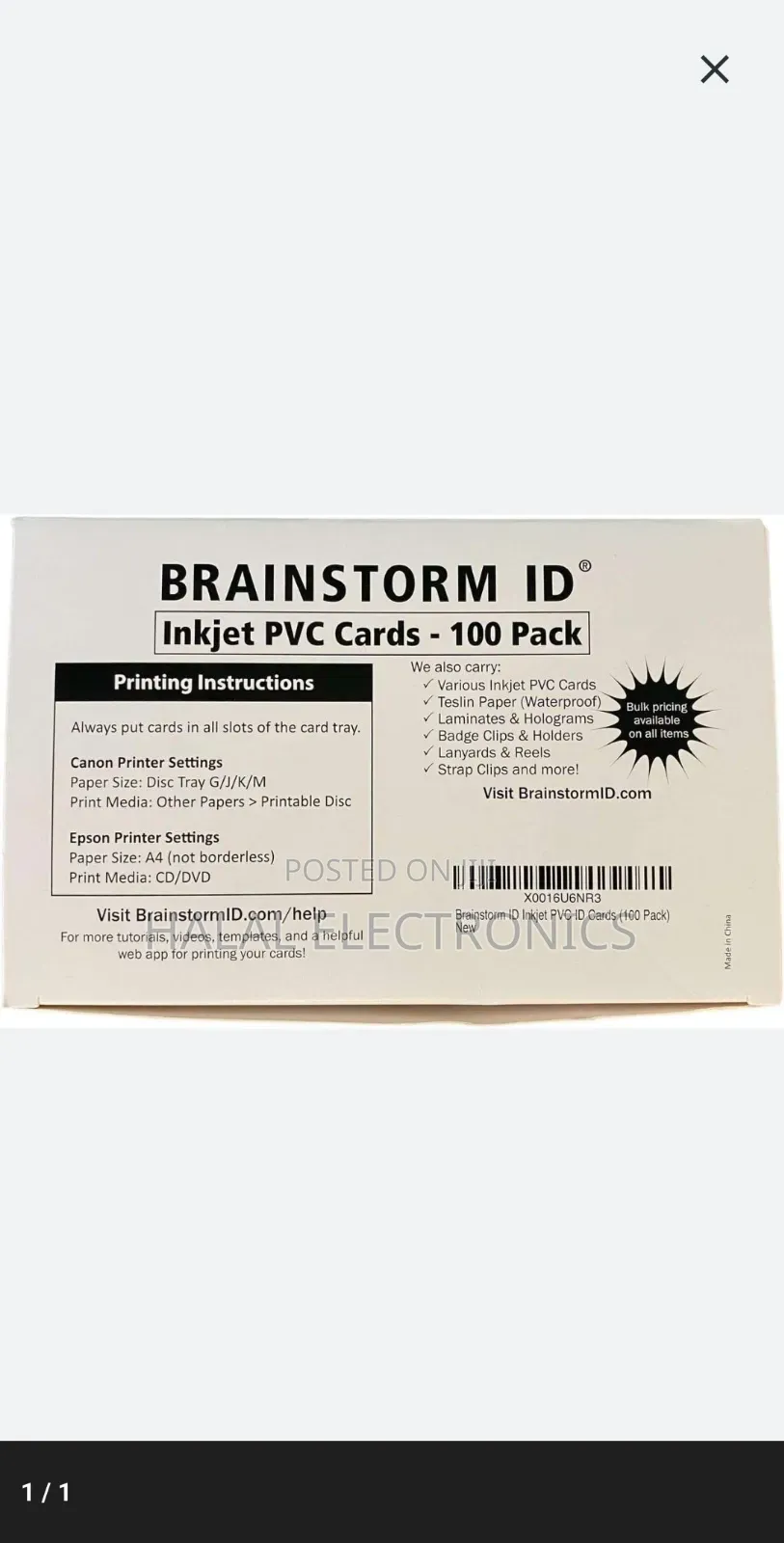 Epson L8050 ID Inkjet PVC Cards (100 Pack) - Inkjet Printable ID Cards