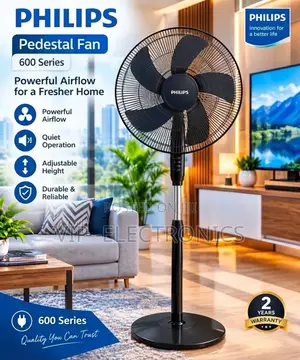 Philips Standing Fan 600 Series Pedestal Fan – Powerful Airflow, Quiet