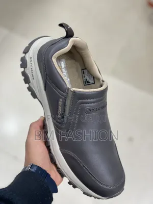 Gray Skechers Flex Groove Slip-on Walking Shoe