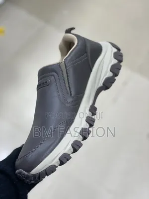 Gray Skechers Flex Groove Slip-on Walking Shoe