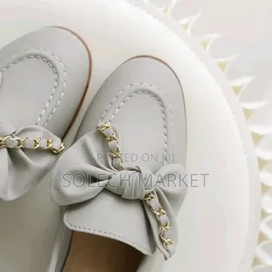Grey Leather Bowknot Loafers From Twenty Eight Shoes