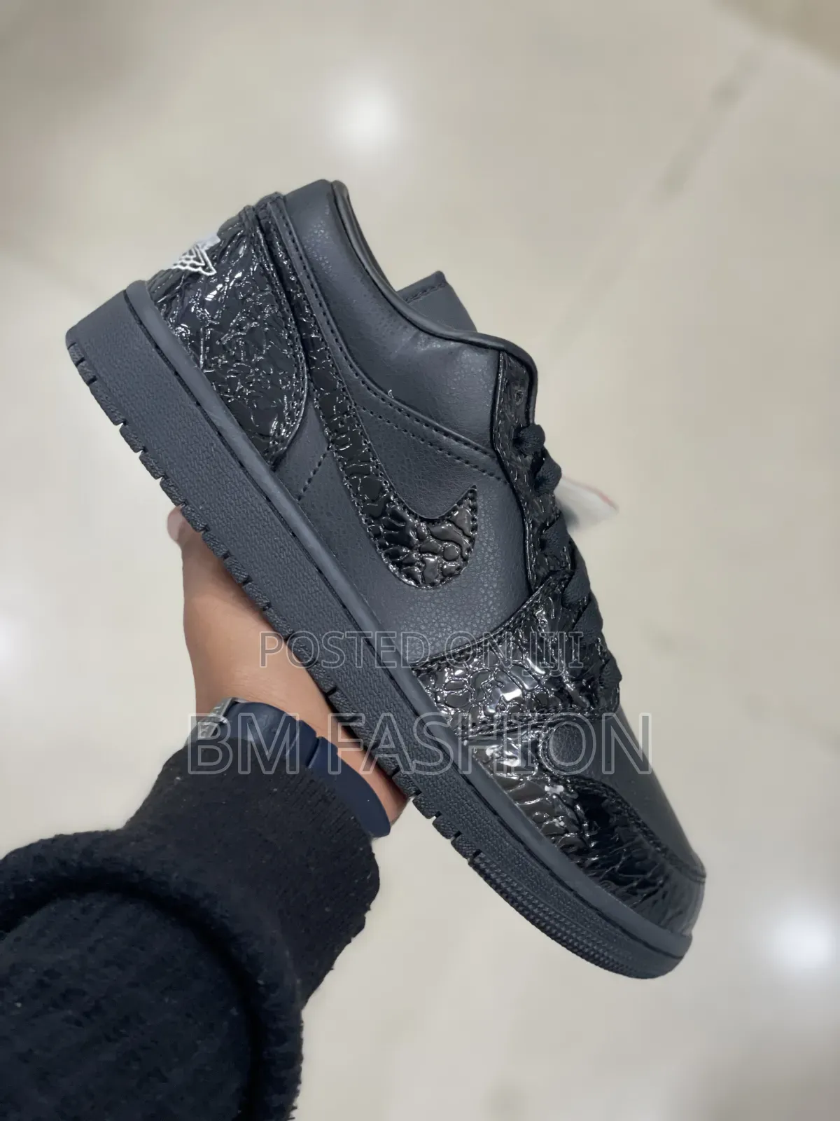Nike Air Jordan 1 Low SE "Black Croc" Features Sleek All-Black Design