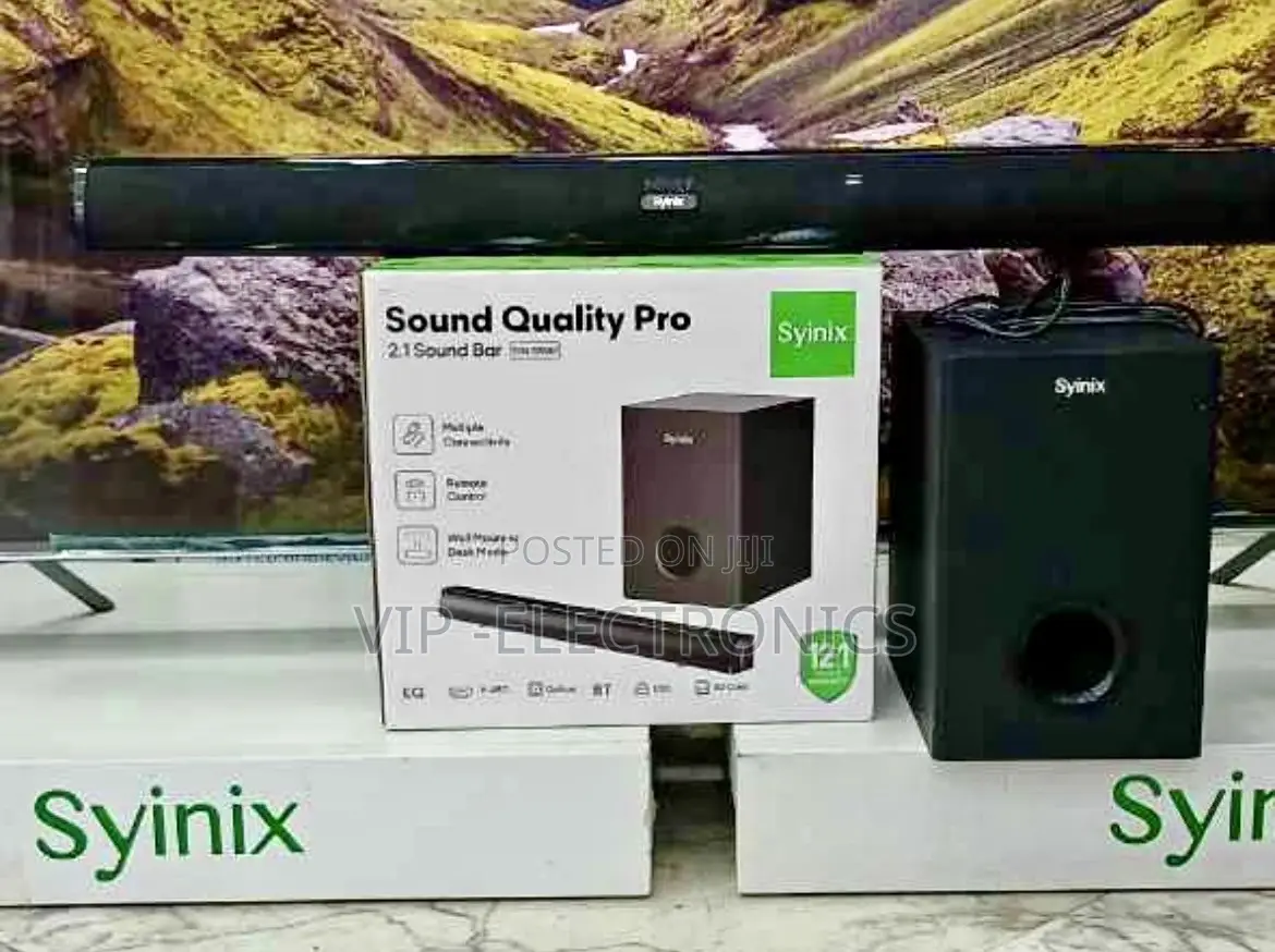 Syinix Sound Bar Pro 2.1 Channel 120W Sound Quality With Subwoofer