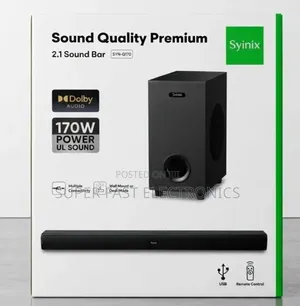 Syinix Premium 2.1 Sound Bar – Powerful Sound | Deep Bass