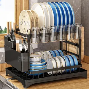 Dish Rack 2 Layer ባለ ሁለት ደረጃ የእቃ ማንጠፍጠፊያ