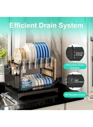 Dish Rack 2 Layer ባለ ሁለት ደረጃ የእቃ ማንጠፍጠፊያ