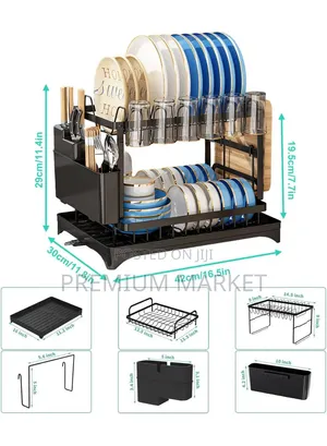 Dish Rack 2 Layer ባለ ሁለት ደረጃ የእቃ ማንጠፍጠፊያ