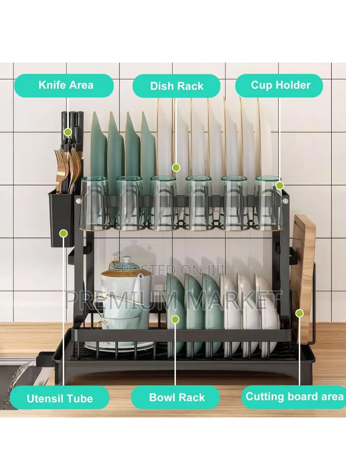 Dish Rack 2 Layer ባለ ሁለት ደረጃ የእቃ ማንጠፍጠፊያ