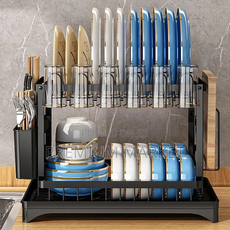 Dish Rack 2 Layer ባለ ሁለት ደረጃ የእቃ ማንጠፍጠፊያ