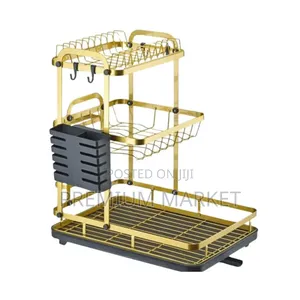 Dish Dryer Storage Rack 3 Layer ባለ ደረጃ የእቃ ማንጠፍጠፊያ