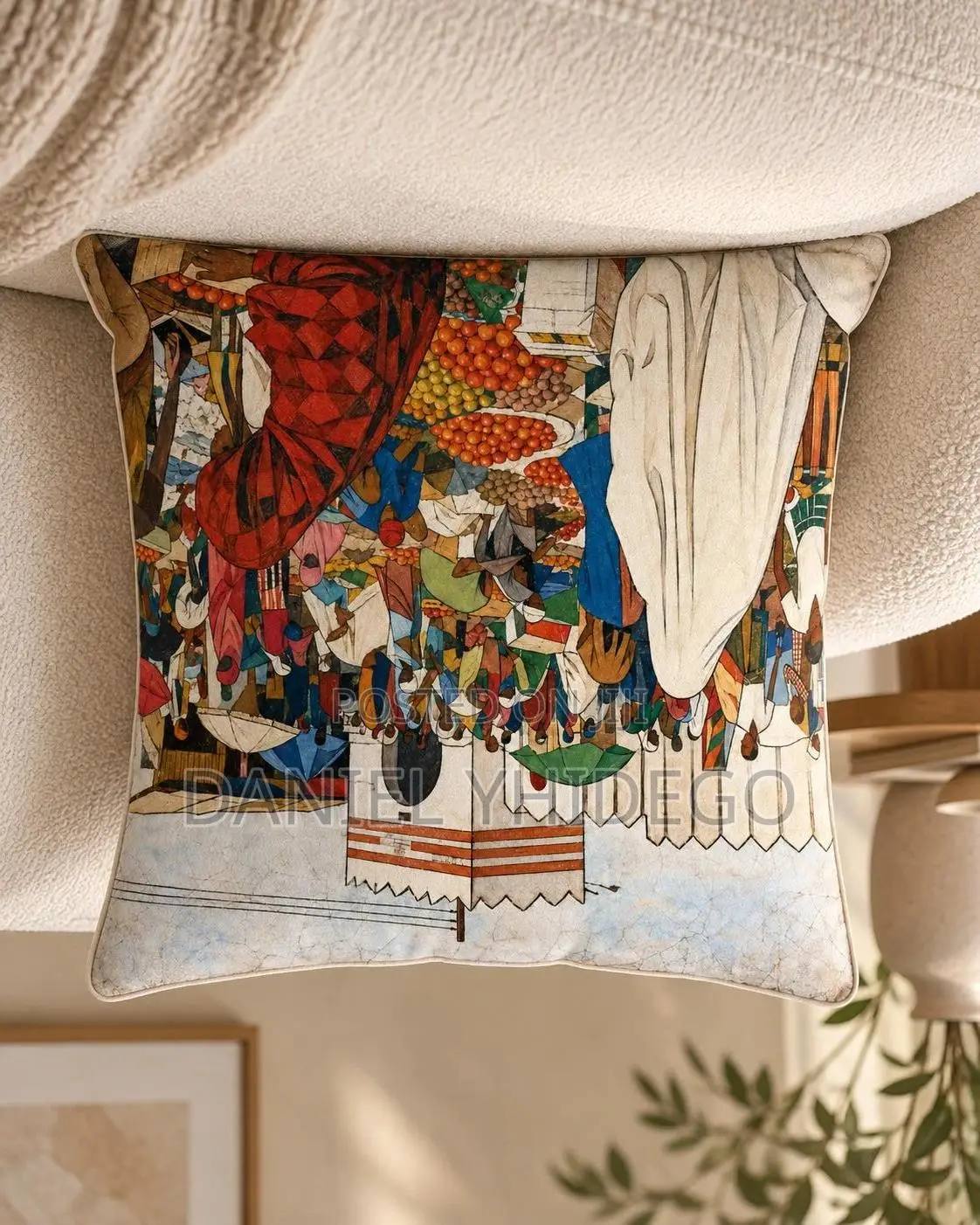 Classic Habesha Art Cushion Cover – Velvet 40x40cm