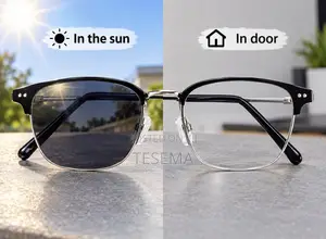 Photochromic Solar Eyeglasses – Gold Frame | in Sun Dark, Indoor Clear