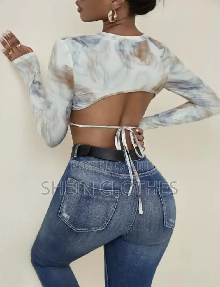 Cut-Out Waist Long Sleeve Crop Top - Brand New