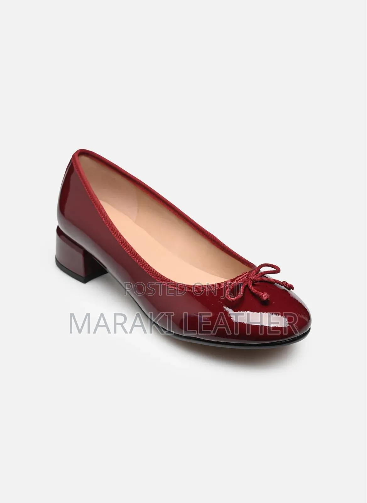 Red Baller Leather Flat Heel Shoe