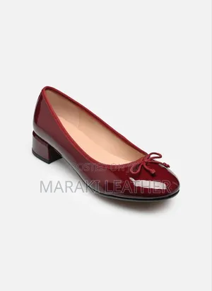 Red Baller Leather Flat Heel Shoe