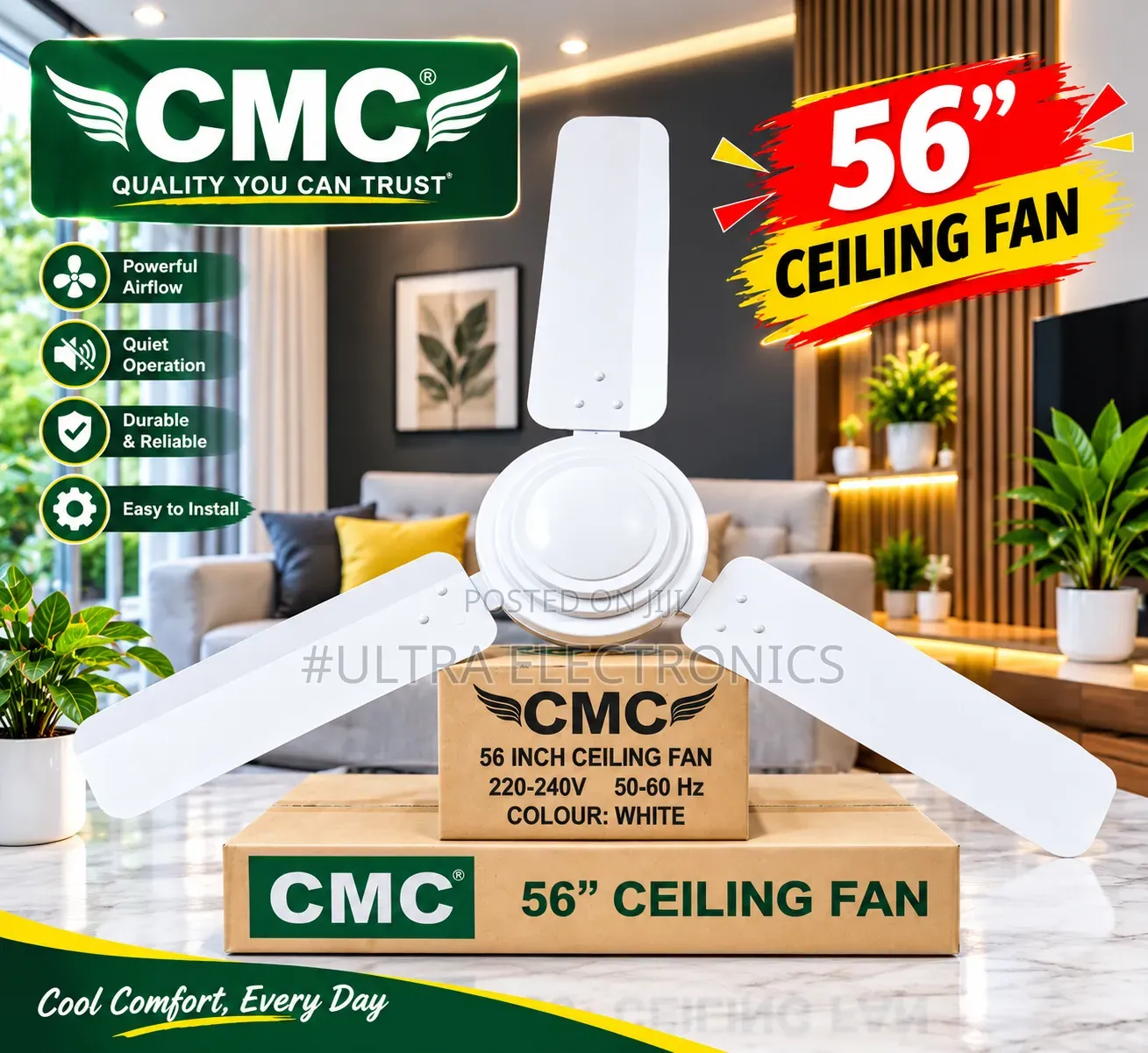 CMC 56” Ceiling Fan Experience Powerful CMC 56-Inch Ceiling Fan.