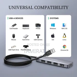 UGREEN 4-Port USB 3.0 Hub (1.5m Cable) — 5Gbps High-Speed